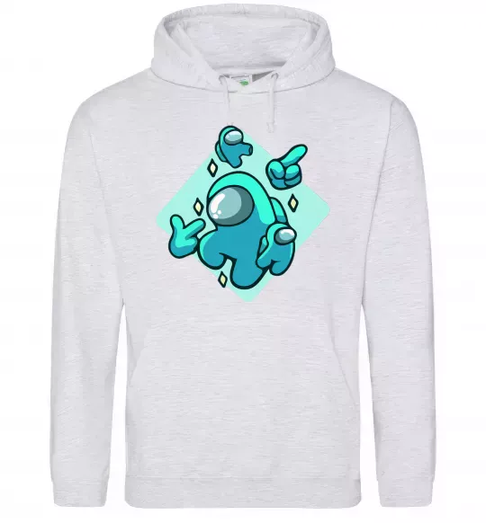 Женская толстовка (худи) Among us blue Серый меланж фото