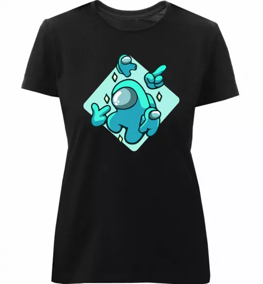 Женская премиум футболка Among us blue Черный фото