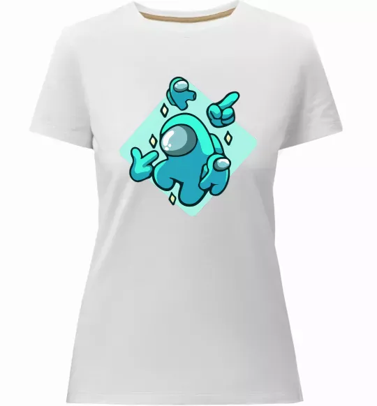 Женская премиум футболка Among us blue Белый фото