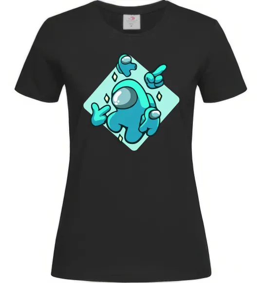 Женская футболка Among us blue Черный фото