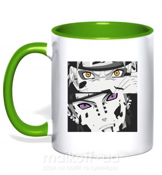 Чашка з кольоровою ручкою Naruto eyes Зелений фото