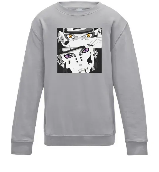 Детский Свитшот Naruto eyes Серый меланж фото