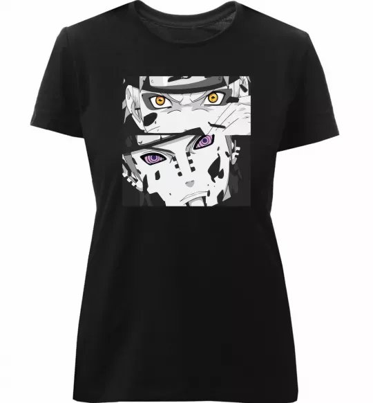 Женская премиум футболка Naruto eyes Черный фото