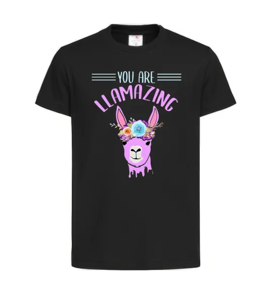 Детская футболка You are llamazing Черный фото