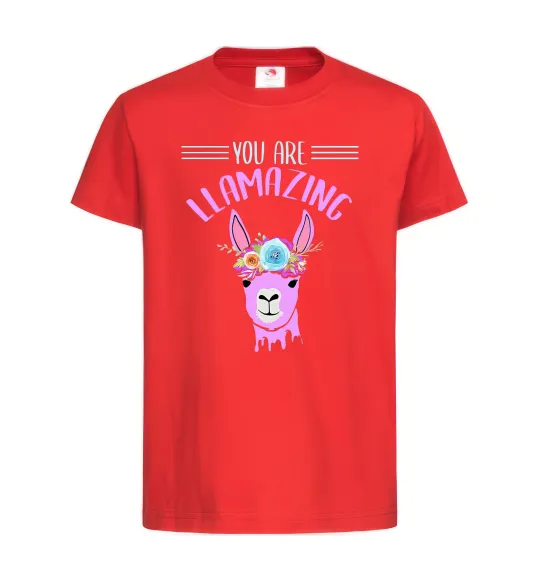 Детская футболка You are llamazing Красный фото