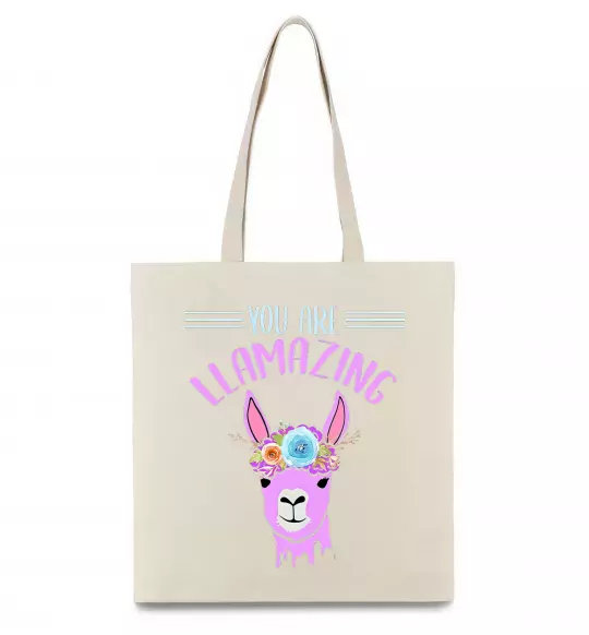 Эко-сумка You are llamazing Бежевый фото