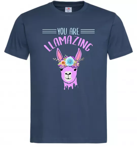 Мужская футболка You are llamazing Темно-синий фото