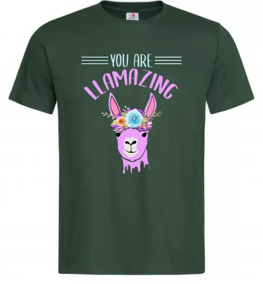 Мужская футболка You are llamazing Темно-зеленый фото
