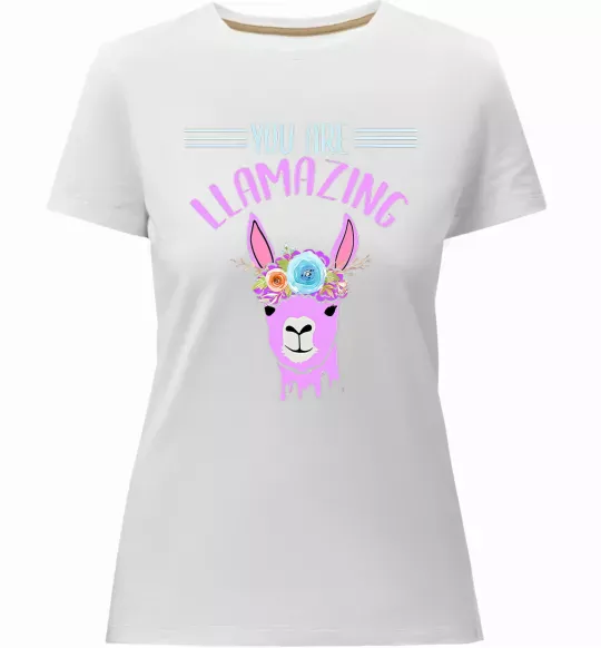 Женская премиум футболка You are llamazing Белый фото