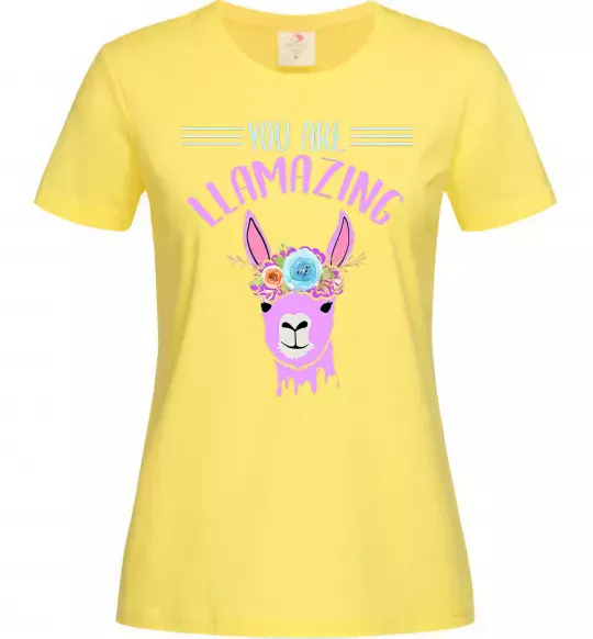 Женская футболка You are llamazing Лимонный фото