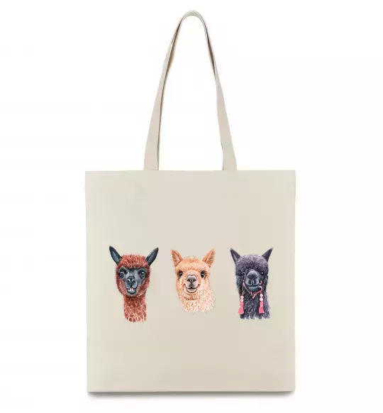 Эко-сумка Три лами Бежевый фото