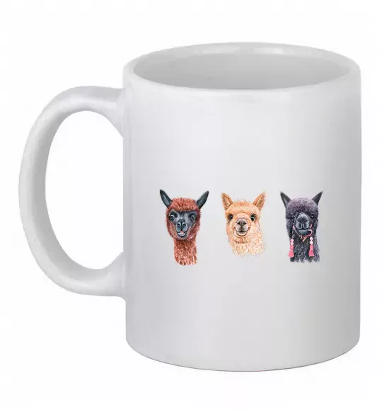 Чашка керамічна Три лами Білий фото