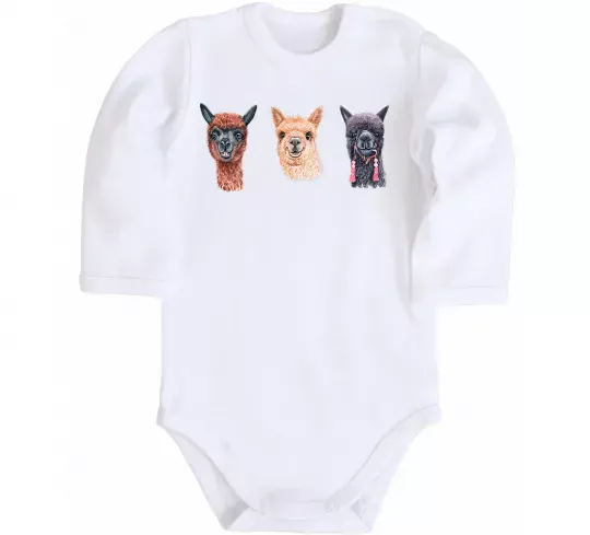 Дитячий бодік Три лами Білий фото