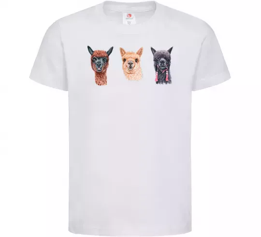 Дитяча футболка Три лами Білий фото