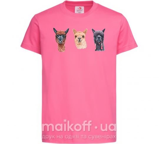 Дитяча футболка Три ламы Яскраво-рожевий фото
