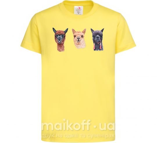 Детская футболка Три ламы Лимонный фото