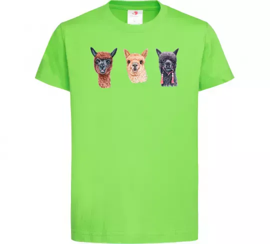 Дитяча футболка Три лами Лаймовий фото