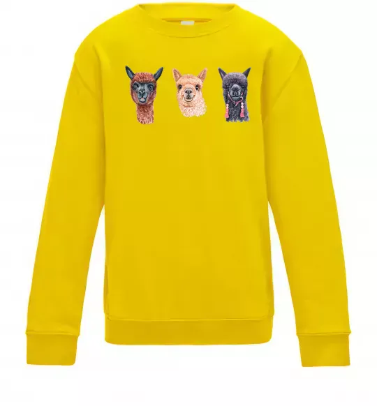 Детский Свитшот Три лами Солнечно желтый фото