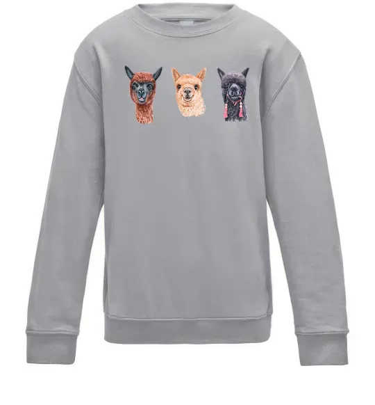 Детский Свитшот Три лами Серый меланж фото