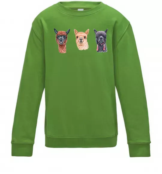 Детский Свитшот Три лами Лаймовый фото