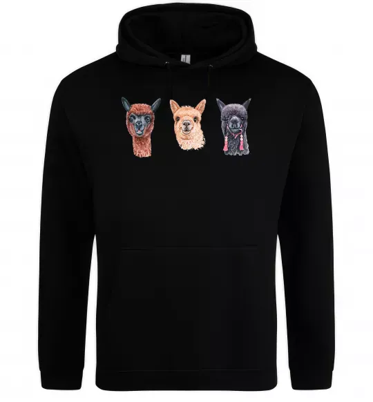 Мужская толстовка (худи) Три лами Черный фото