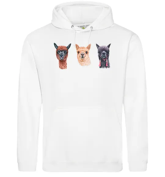 Мужская толстовка (худи) Три лами Белый фото