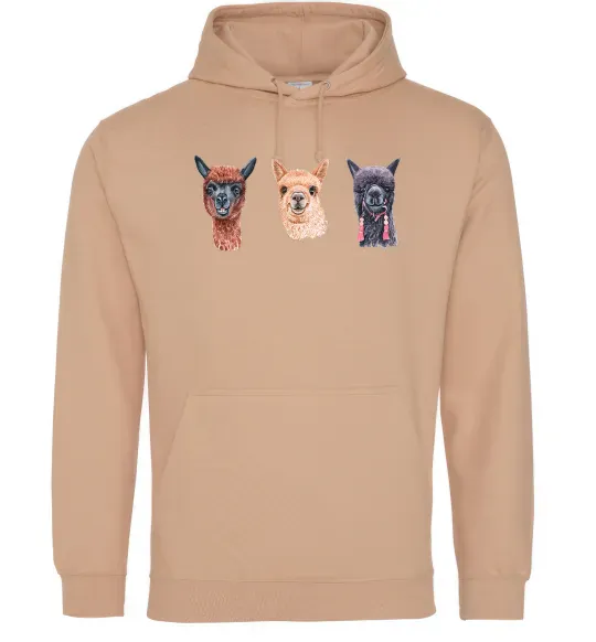 Мужская толстовка (худи) Три лами Песочный фото