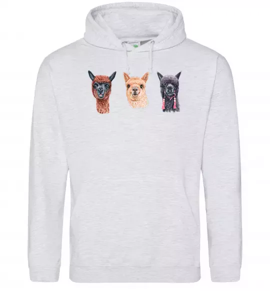 Жіноча толстовка (худі) Три лами Сірий меланж фото