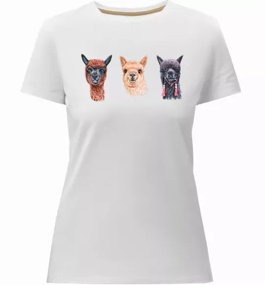 Жіноча преміум футболка Три лами Білий фото