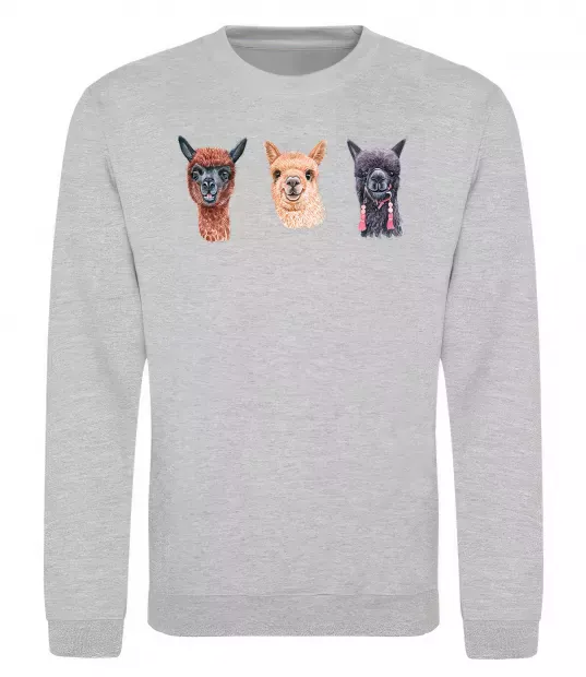 Свитшот Три лами Серый меланж фото