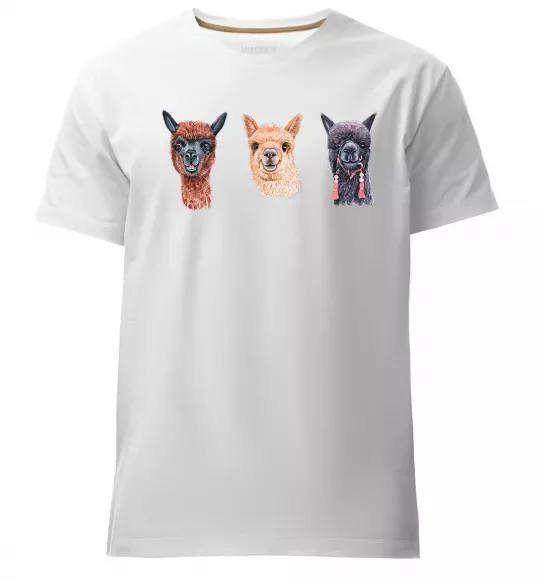 Мужская премиум футболка Три лами Белый фото