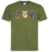 Мужская футболка Три лами Оливковый фото