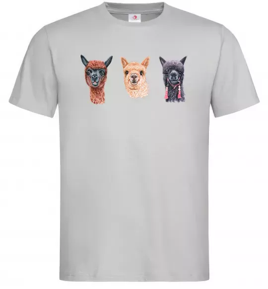 Мужская футболка Три лами Серый фото