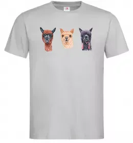 Мужская футболка Три лами Серый фото