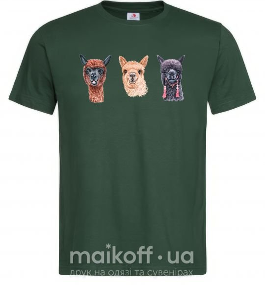 Мужская футболка Три ламы Темно-зеленый фото