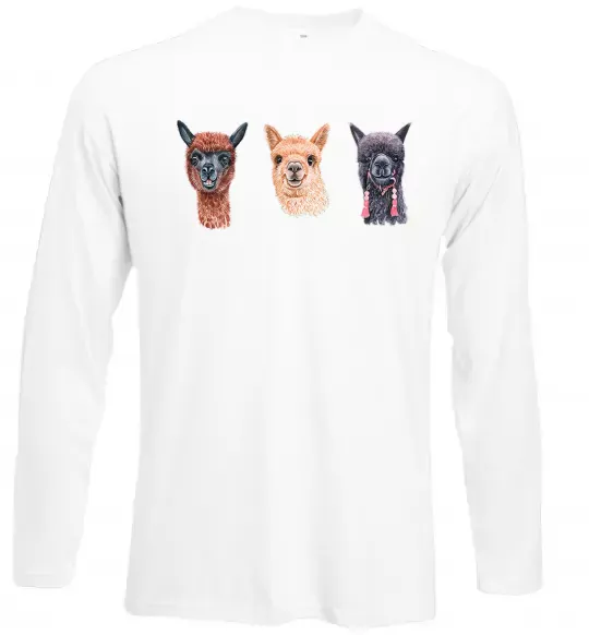 Лонгслів Три лами Білий фото