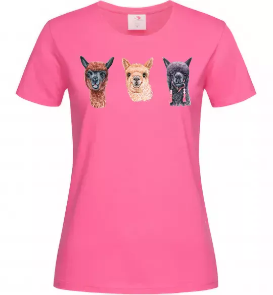 Жіноча футболка Три лами Яскраво-рожевий фото