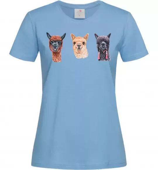 Жіноча футболка Три лами Блакитний фото