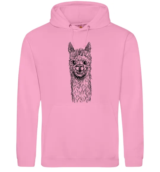 Женская толстовка (худи) Голова та шия лами Розовый фото