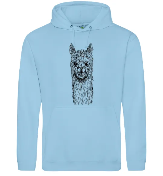 Женская толстовка (худи) Голова та шия лами Голубой фото