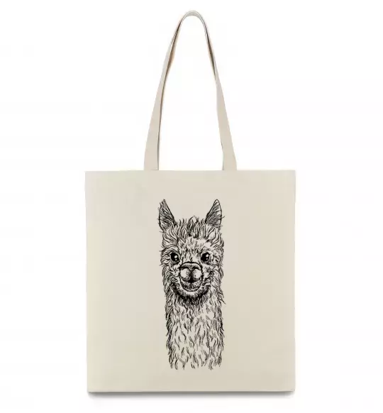 Еко-сумка Голова та шия лами Бежевий фото