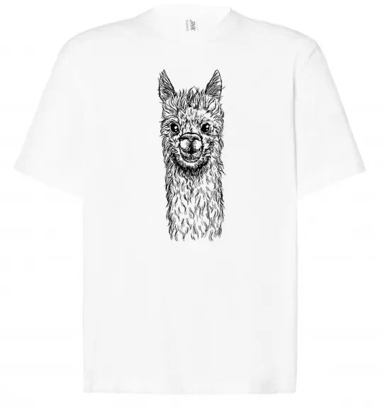 Футболка Оверсайз Голова та шия лами Белый фото