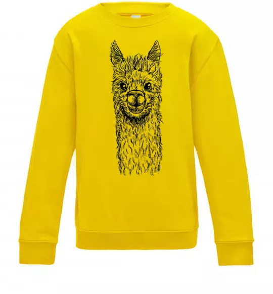 Детский Свитшот Голова та шия лами Солнечно желтый фото