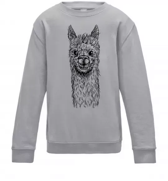 Детский Свитшот Голова та шия лами Серый меланж фото