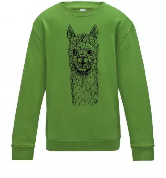 Детский Свитшот Голова та шия лами Лаймовый фото