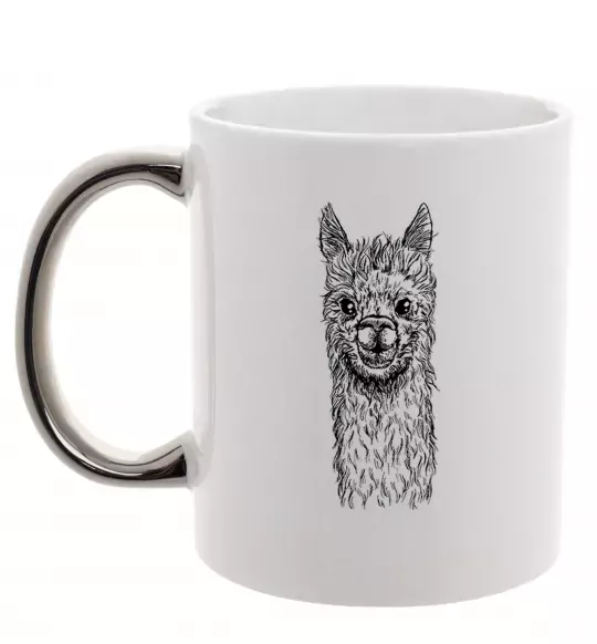 Чашка с цветной ручкой Голова та шия лами Серебро фото