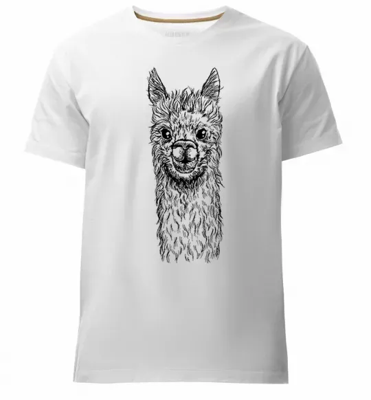 Чоловіча преміум футболка Голова та шия лами Білий фото