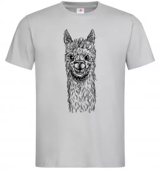 Мужская футболка Голова та шия лами Серый фото