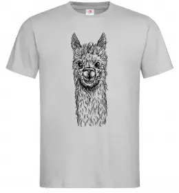 Мужская футболка Голова та шия лами Серый фото