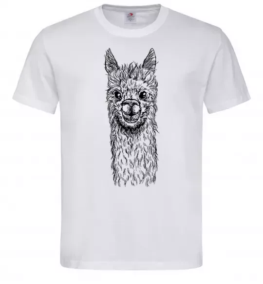 Мужская футболка Голова та шия лами Белый фото